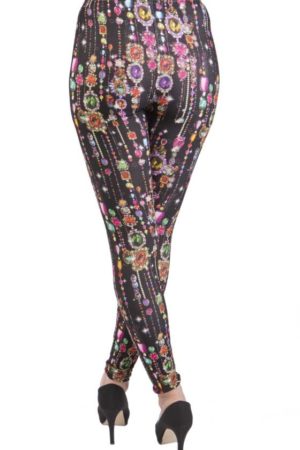 Black Dripping Jewels Ankle Length Leggings