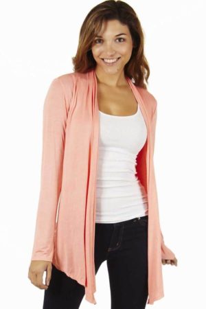Peach Colored Waterfall Cardigan