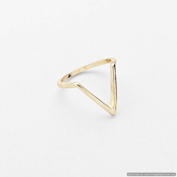 Chevron Metal Knuckle Mid Ring - Gold Tone