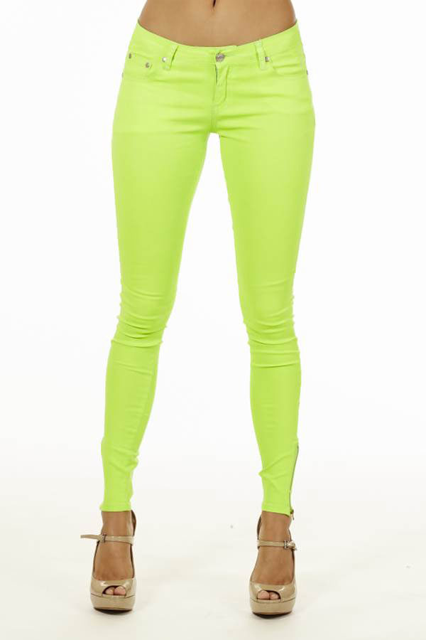 Ankle Zip Neon Green Jeans