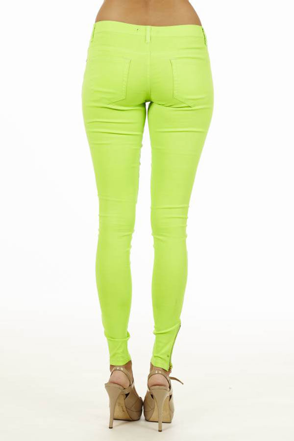Ankle Zip Neon Green Jeans