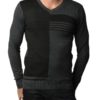Men's Polar Black And Charcoal V Neck Sweater