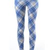 Blue Patch Plaid Ankle Leggings