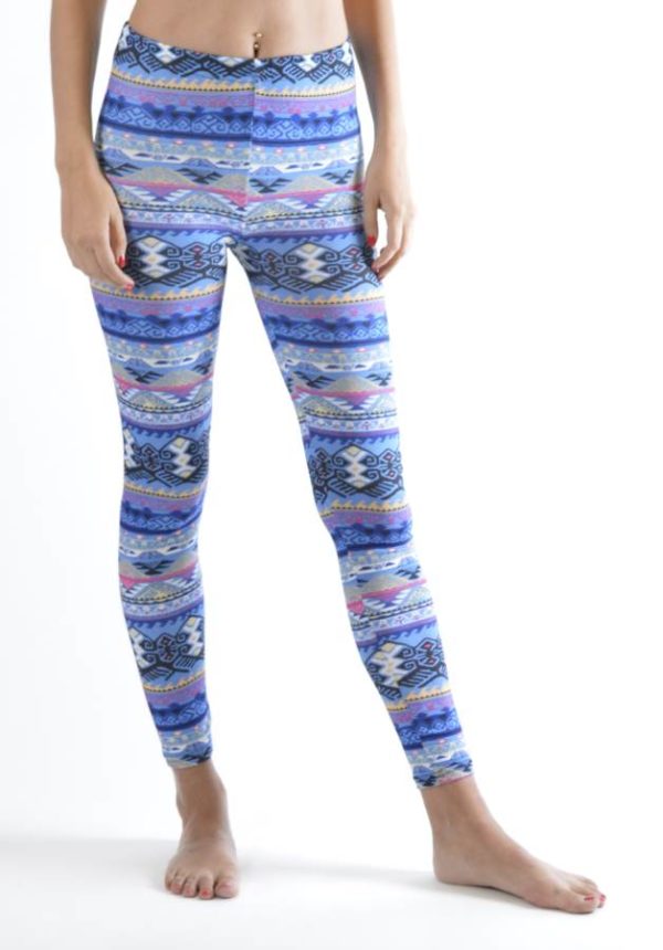 Tribal Weave Winter Blue Ankle Leggings