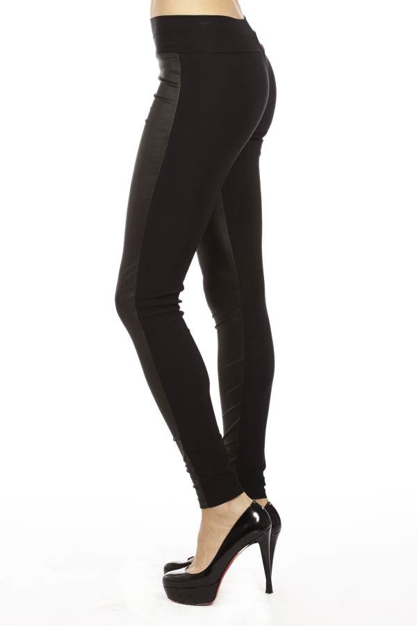 Black Leather Front Leggings