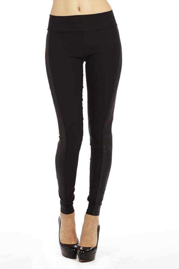 Highwaisted Leather side Leggings - Fashion Outlet NYC