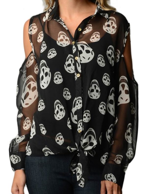 Houndstooth Chiffon Blouse