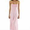 Fitted Waist Pink Maxi Dress