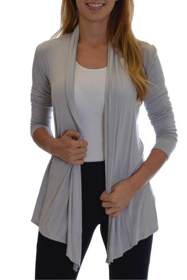 Silver Colored Waterfall Cardigan