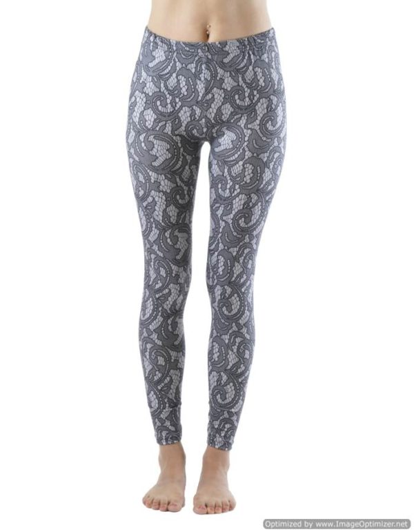 Elegant Lace Print Ankle Leggings