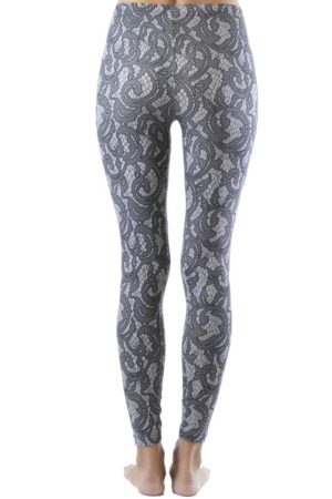 Elegant Lace Print Ankle Leggings