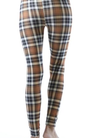 Brown Patch Plaid Ankle Leggings