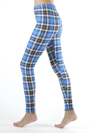 Plaid Baby Blue Ankle Leggings