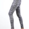 Plus Size Grey Leopard Ankle Length Leggings