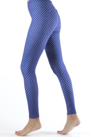 Plus Size Polka Dot Navy Blue Ankle Leggings