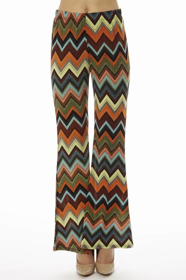 Coral Zig-Zag Palazzo Pants