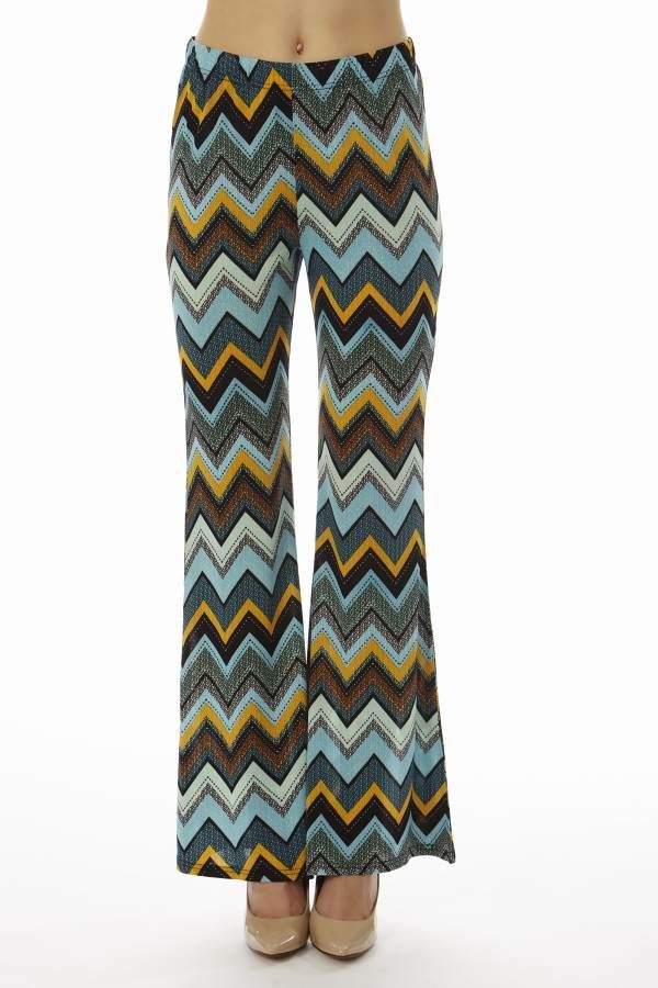 Blue Chevron Palazzo Pants