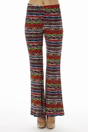 Red Tribal Wide Leg Palazzo Pants