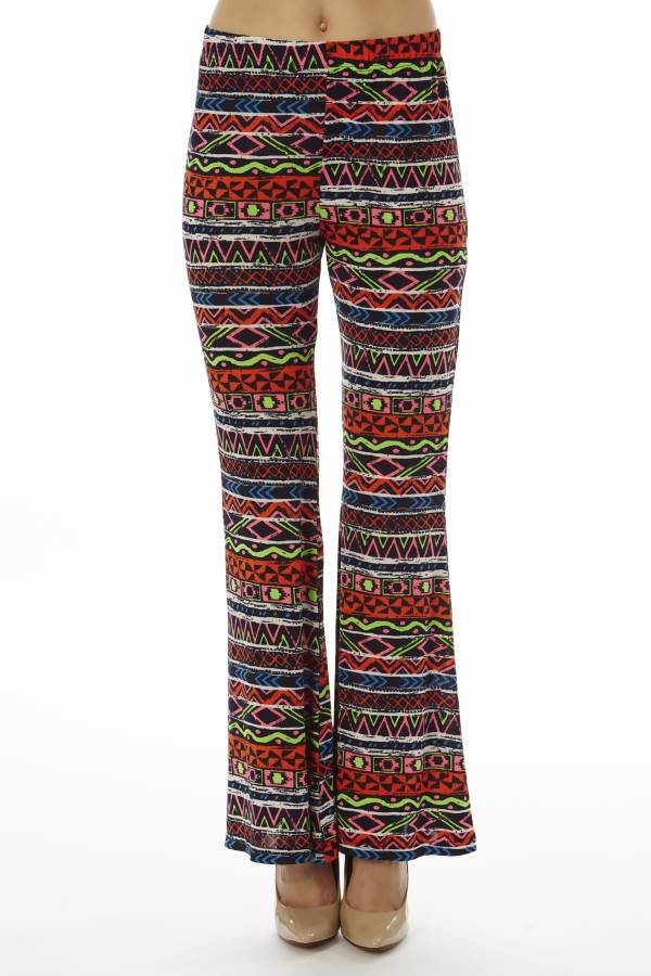 Red Tribal Wide Leg Palazzo Pants