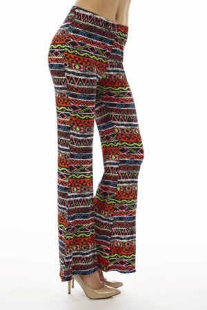 Red Tribal Wide Leg Palazzo Pants