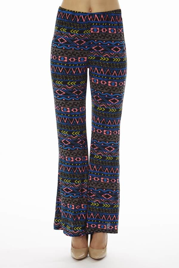 Navy Tribal Wide Leg Palazzo Pants