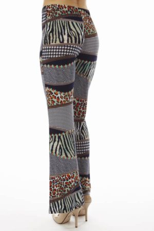 Navy Patched Animal Prints Wide Leg Palazzo Pants