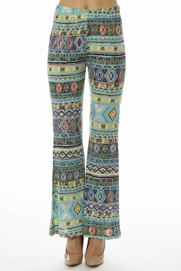 Mint Tribal Wide Leg Pants