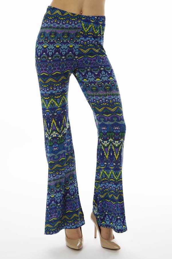 Low Waisted Tribal Blue Palazzo Pants