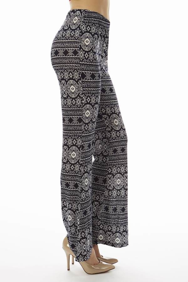 Low Waisted Navy Tribal Palazzo Pants