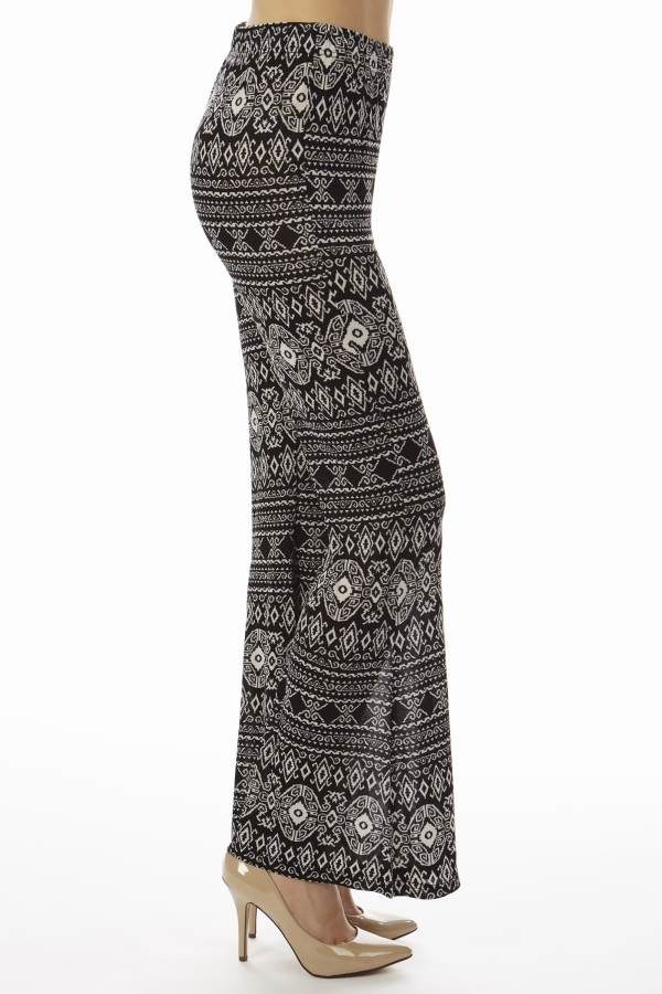 Low Waisted Black Tribal Palazzo Pants