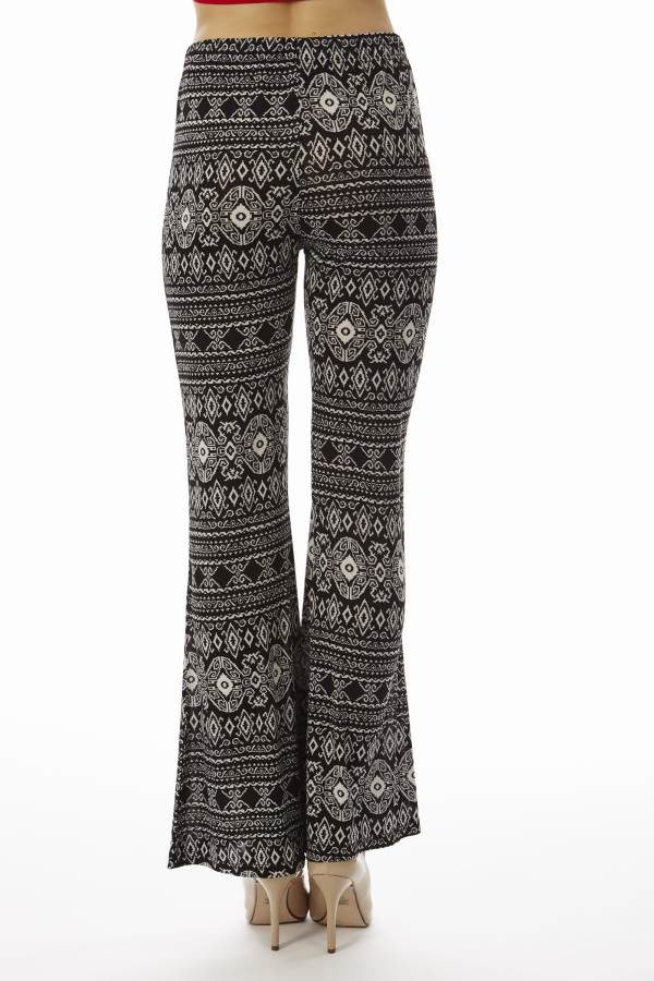 Low Waisted Black Tribal Palazzo Pants