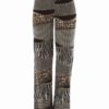 High Waist Houndstooth Animal Patch Palazzo Pants