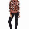 Leopard Print Salmon Pink Pullover Sweater