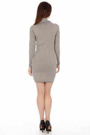 Cowl Neck Grey Sweater Dress