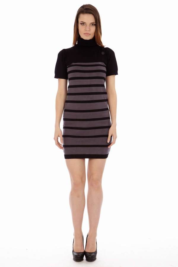 Women's Striped Turtleneck Tunic Sweater