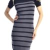 Striped Black/Charcoal Turtleneck Tunic Sweater