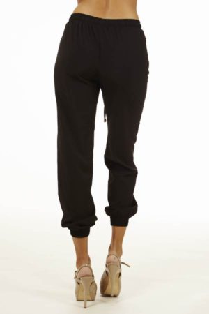 Black Smocked Waist Jogger Pants