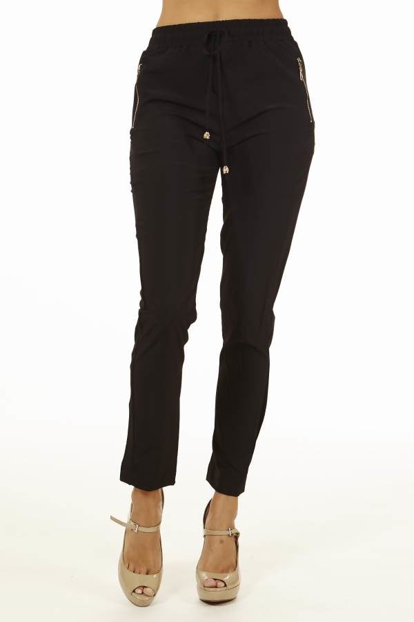 Women's Black Smocked-Waist Pants