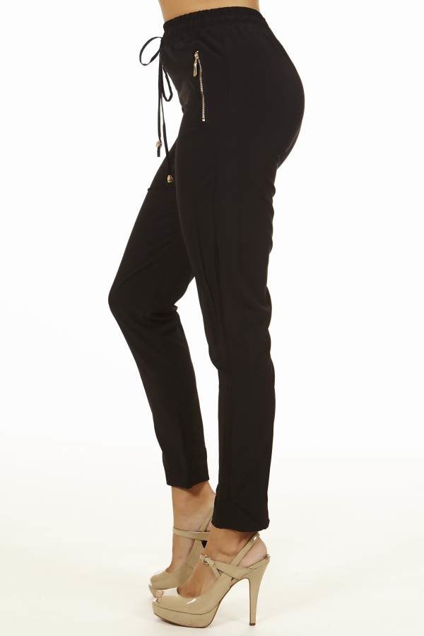 Women's Black Smocked-Waist Pants