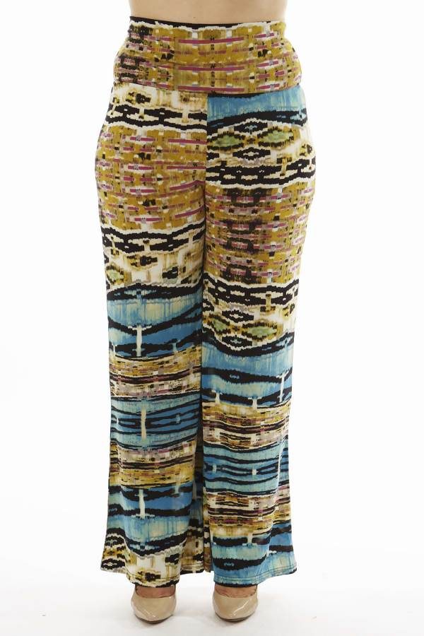 High Waist Blue Egyptian Plus Size Palazzo Pants