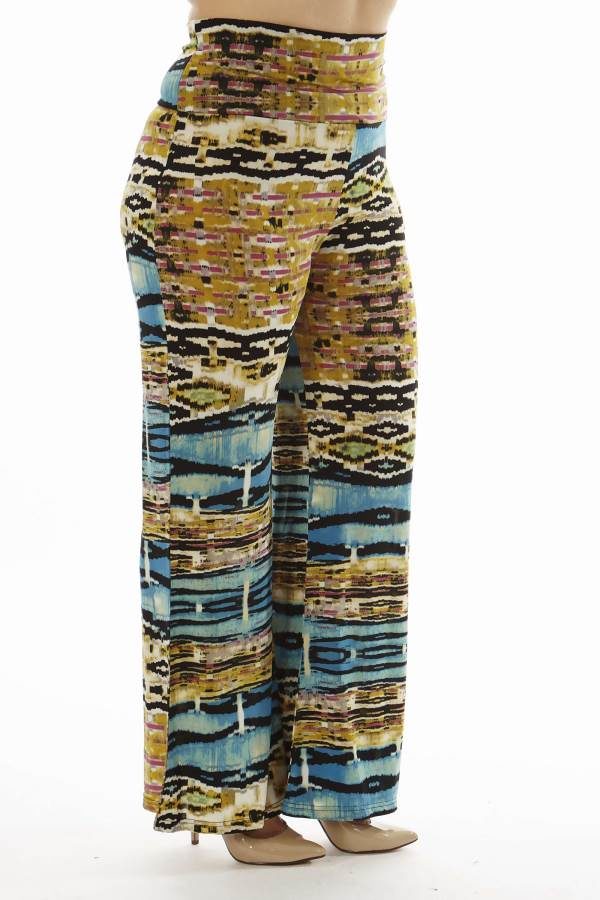High Waist Blue Egyptian Plus Size Palazzo Pants