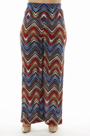 High-Waisted Chevron Plus Size Palazzo Wide Leg Pants