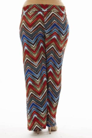 High-Waisted Chevron Plus Size Palazzo Wide Leg Pants