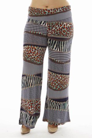 Plus Size Animal Print Patch Flare Leg Palazzo Pants