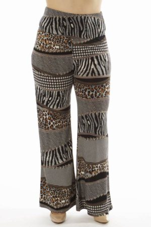 Animal Print Patch Plus Size Wide Leg Palazzo Pants