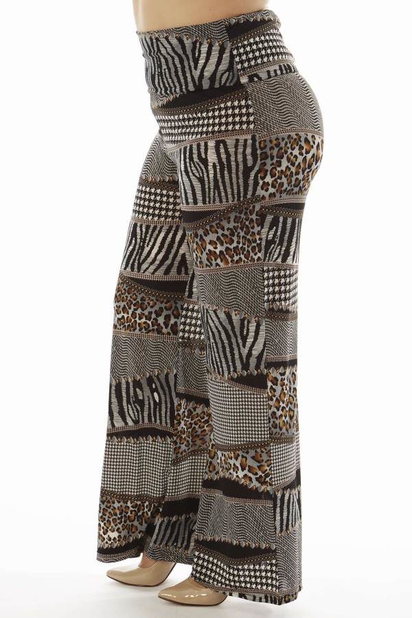 Animal Print Patch Plus Size Wide Leg Palazzo Pants