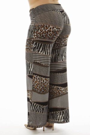 Animal Print Patch Plus Size Wide Leg Palazzo Pants