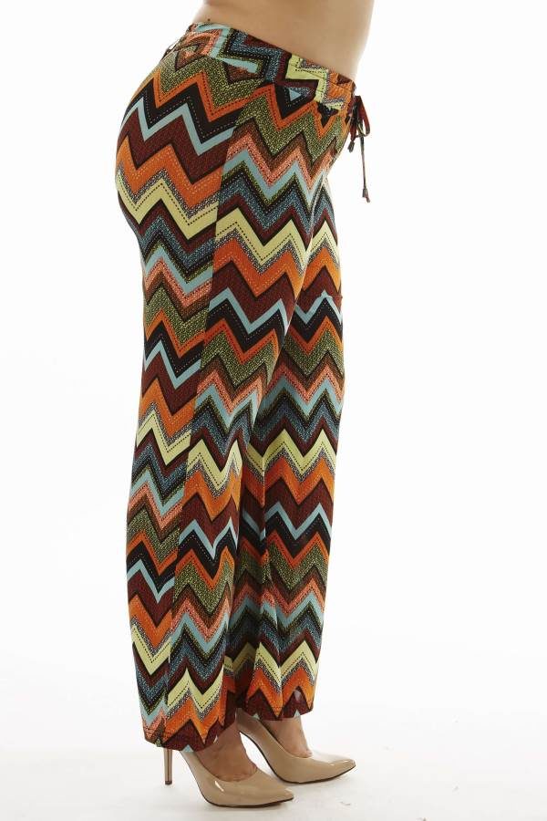 Vibrant Chevron Print Plus Size Wide Leg Palazzo Pants