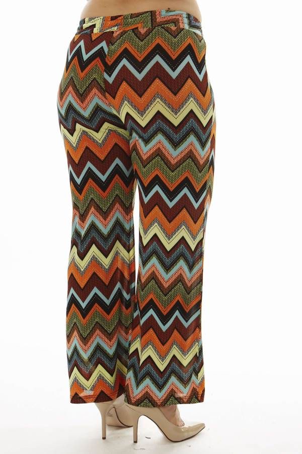 Vibrant Chevron Print Plus Size Wide Leg Palazzo Pants