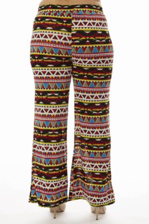Aztec Inspired Tribal Plus Size Wide Leg Palazzo Pants